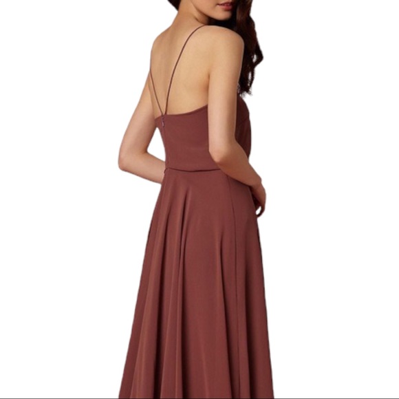 New BHLDN x Jenny Yoo Inesse 8 / Med Cinnamon Rose V-Neck Circle Skirt Maxi Gown - Picture 2 of 8